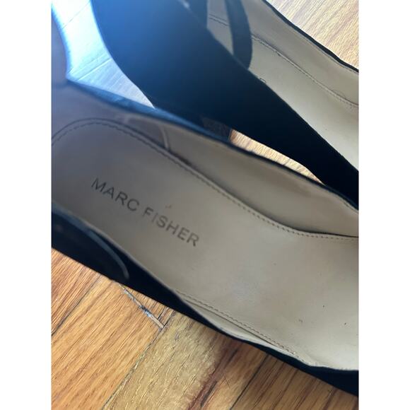 Marc Fisher Black Suede Leather Heels – 3.5" Ankle Strap - Picture 4 of 10